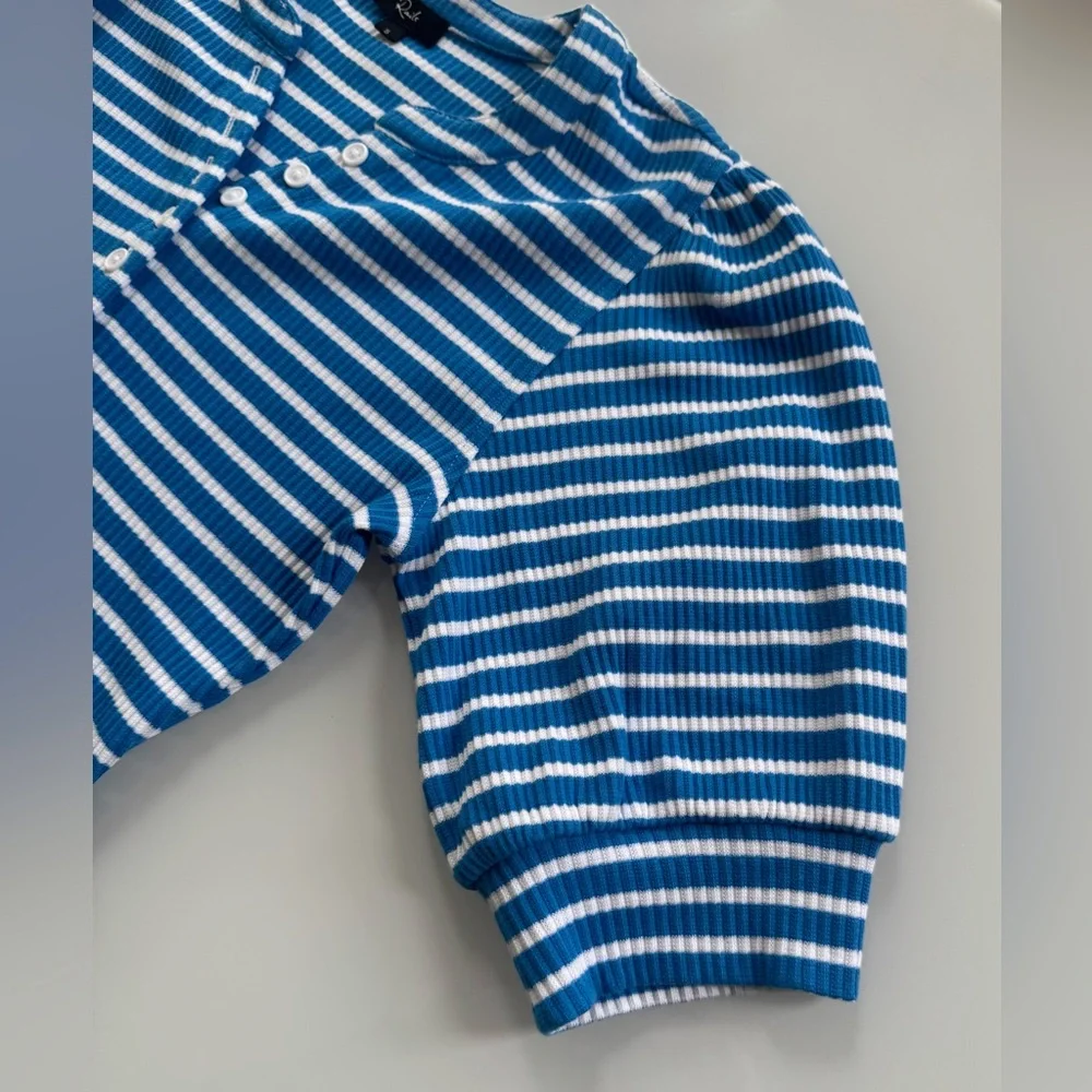 Rails Puff-Sleeve Striped Henley Top – Size S - Picture 7 of 8